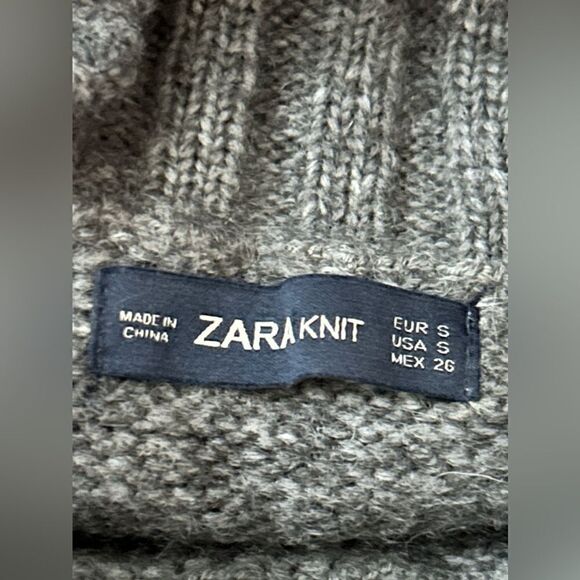 Zara Slouchy oversized Turtleneck sweater alpaca blend Womens S fur pockets Boho - Picture 3 of 15